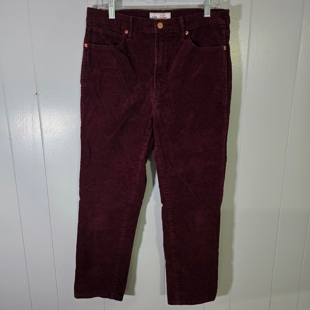 Gap Mens 31 / 12R Vintage Slim High Rise‎ Corduroy Pants Maroon Burgundy Red